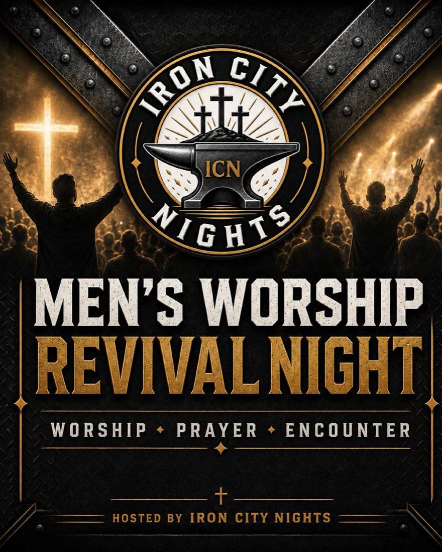 Men's Worship Revival Night flyer — worship, prayer, encounter