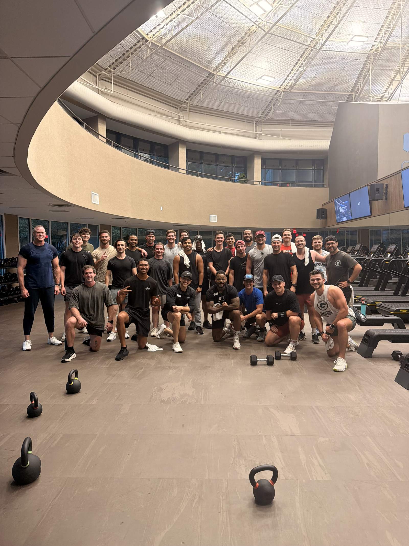 Iron Sharpens Iron workout from above at Life Time Perimeter